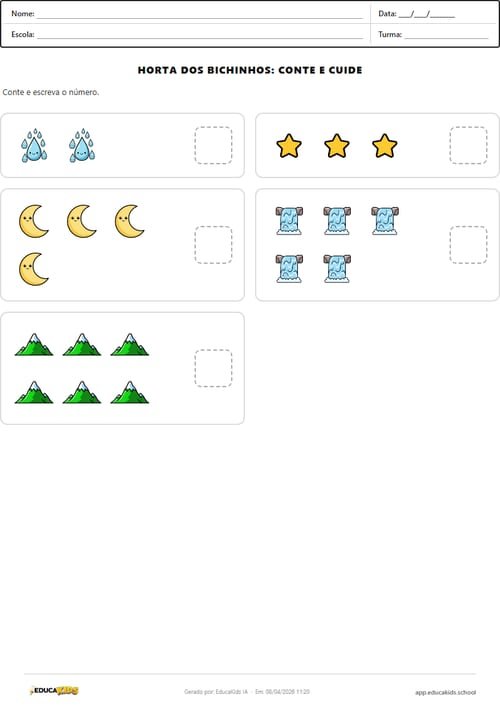 Atividade de contagem para imprimir