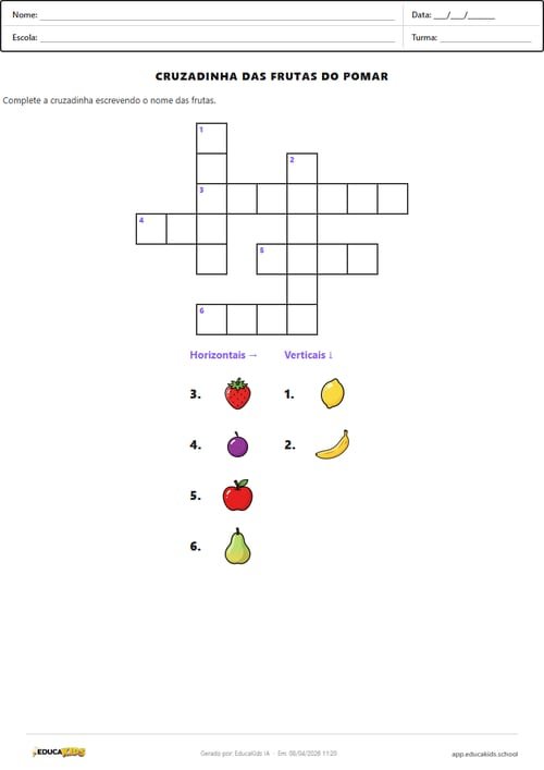 Cruzadinha para imprimir