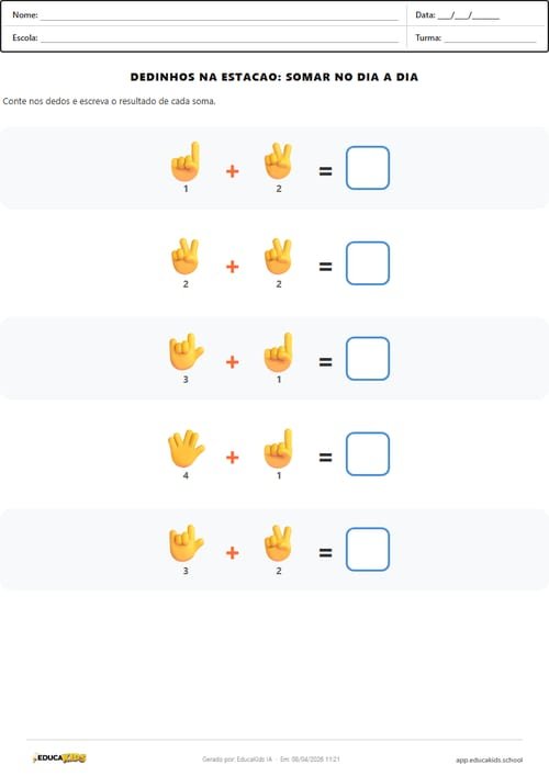 Soma dos dedinhos para imprimir